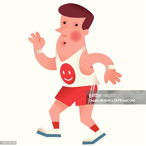 stockillustraties, clipart, cartoons en iconen met puffed runner - jogger face