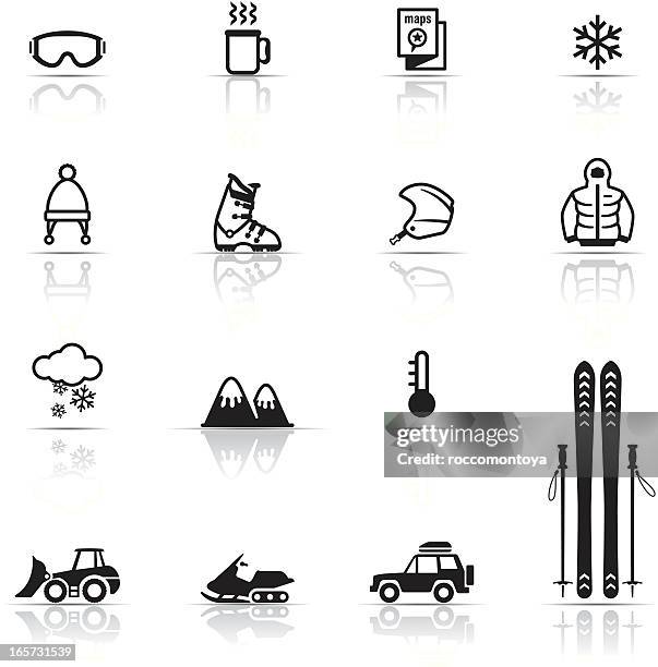 ilustraciones, imágenes clip art, dibujos animados e iconos de stock de conjunto de iconos de esquí - eyeglasses