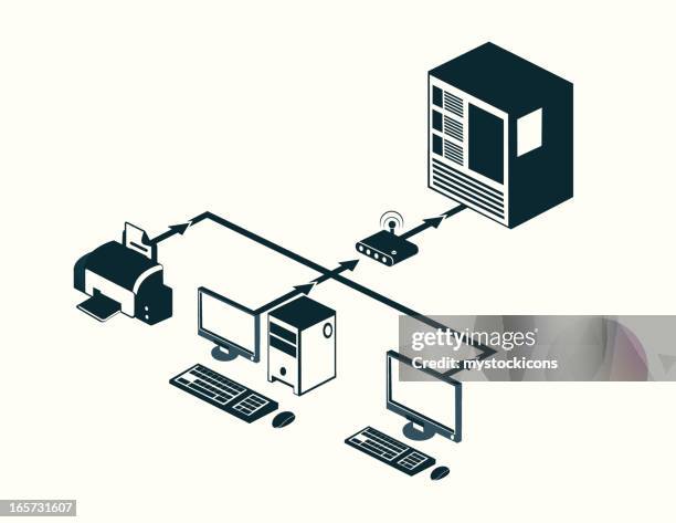 internet client server architecture - fibre optic icon stock illustrations