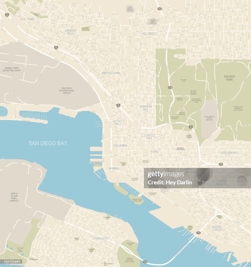 San Diego Downtown Area Map