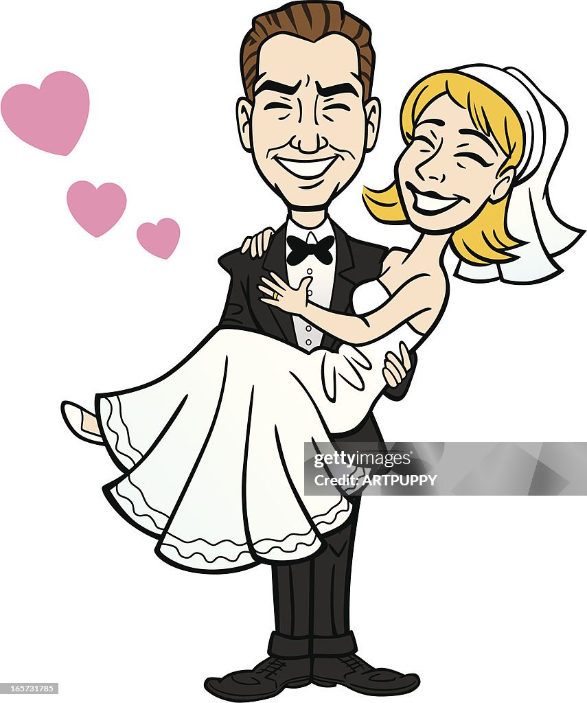 Bride And Groom Cartoon High-Res Vector Graphic - Getty Images