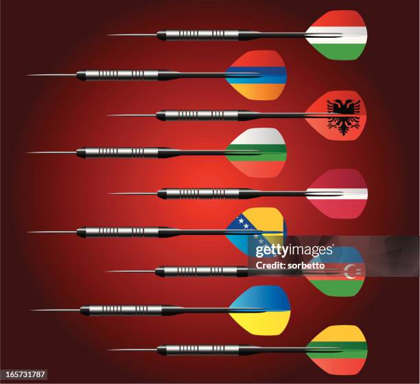 stockillustraties, clipart, cartoons en iconen met darts collection with national flags - hungary sports