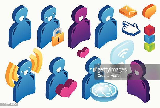 isometric web characters - wellness program stock illustrations