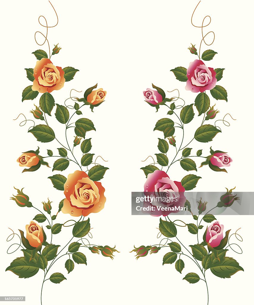 Simple Roses With Vines Rose Vine Designs
