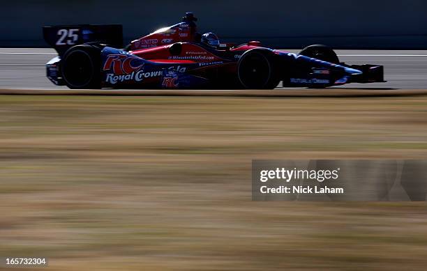 Marco Andretti drives the RC Cola Andretti Autosport Chevrolet during practice for the Honda Indy Grand Prix of Alabama at Barber Motorsports Park on...