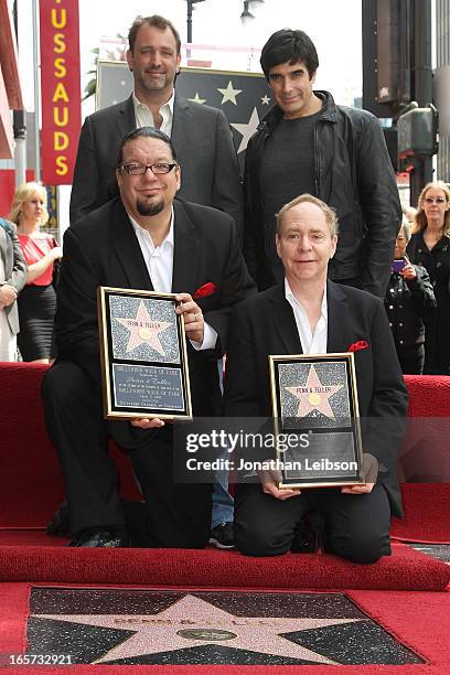 Penn Jillette, Trey Parker, David Copperfield and Teller attend a ceremony honoring Penn & Teller with the a star on the Hollywood Walk of Fame on...