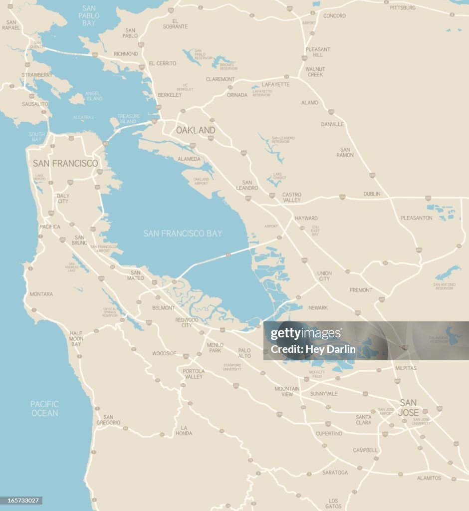 Mapa de la zona de la bahía de San Francisco