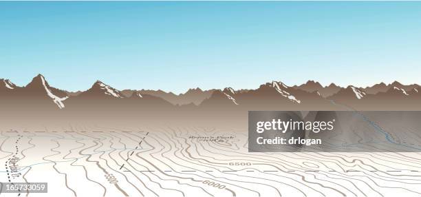 topographic map and mountains composition - mountain path stock illustrations