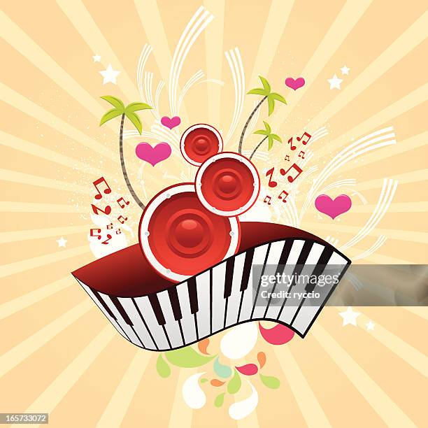 stockillustraties, clipart, cartoons en iconen met keyboard wallet with music elements - latin music