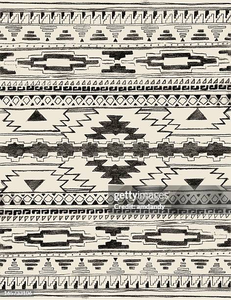 hand drawn aztec pattern - aztec stock illustrations