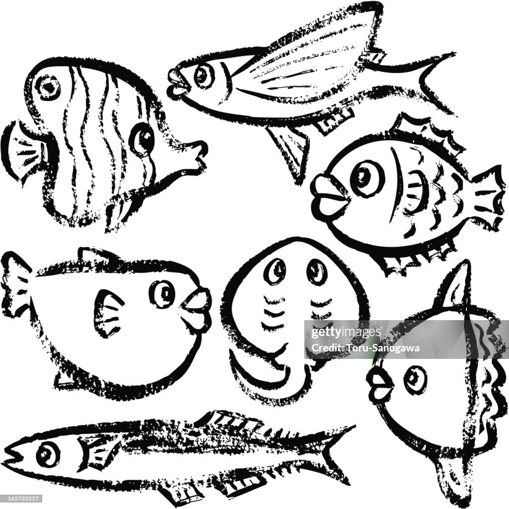 Fish by hand-drawn