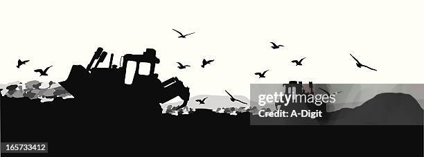 local garbage vector silhouette - landfill stock illustrations