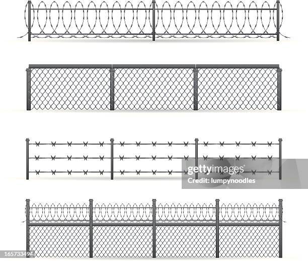 industrial fences - chainlink fence stock illustrations