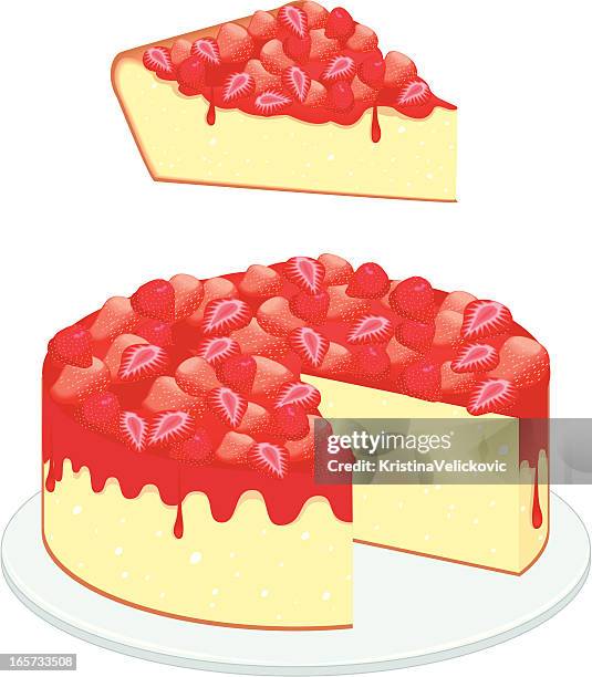 käsekuchen - erdbeer käsekuchen stock-grafiken, -clipart, -cartoons und -symbole