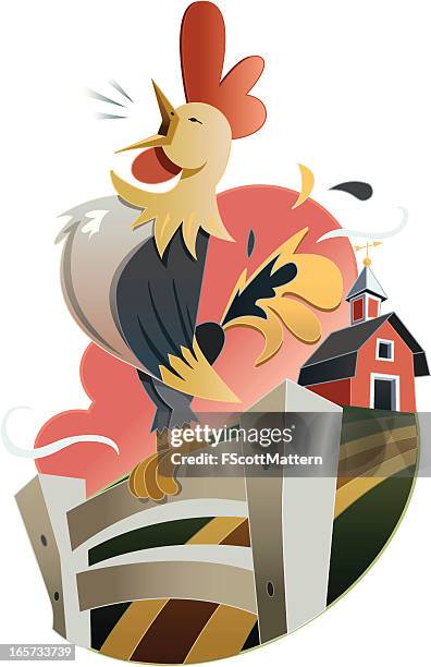 wake up rooster - rooster sunrise stock illustrations