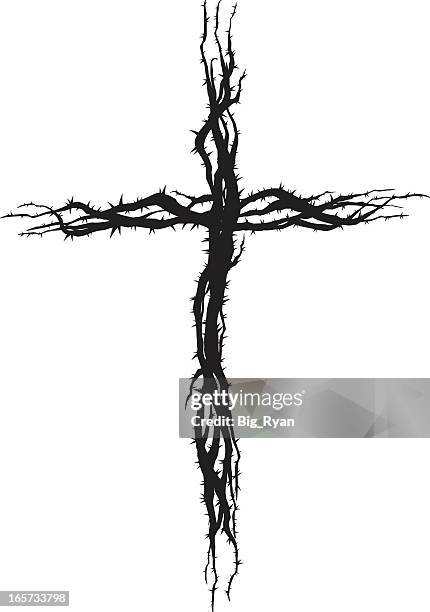 illustrazioni stock, clip art, cartoni animati e icone di tendenza di spinose croce - venerdì santo