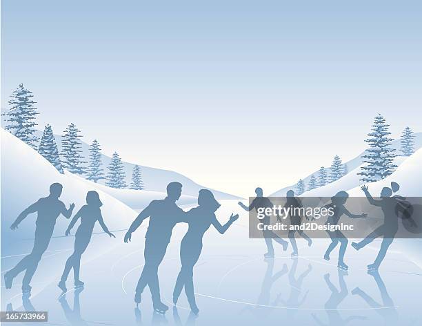 skating scene - ice skate stock illustrations