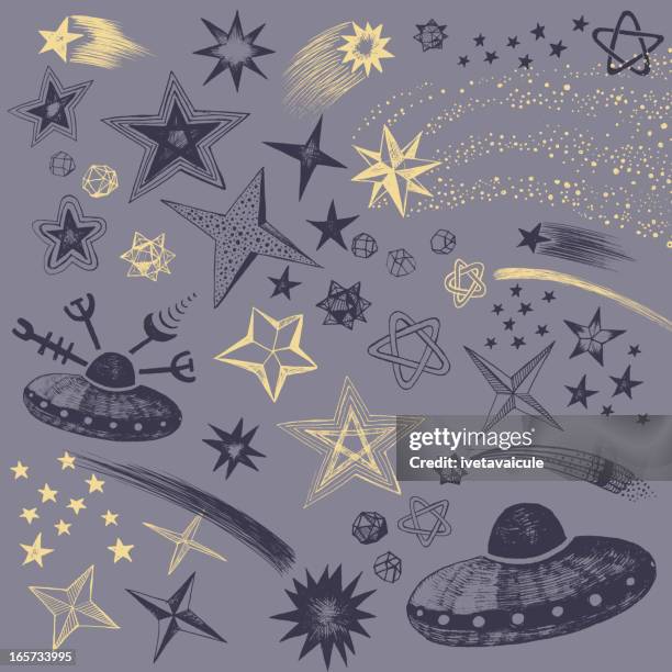 stockillustraties, clipart, cartoons en iconen met sky at night - lichtspoor ster