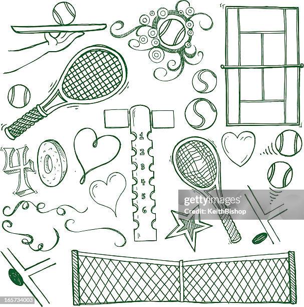 ilustraciones, imágenes clip art, dibujos animados e iconos de stock de canchas de deportes y garabatos - tennis net