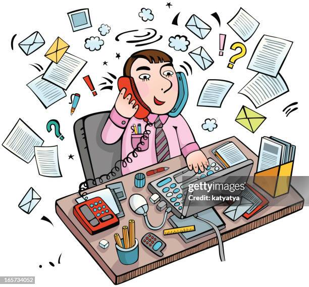 office man - computer line art stock illustrations