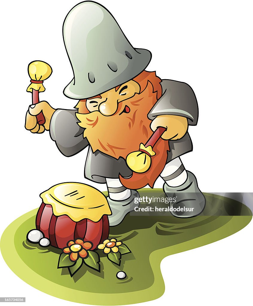 Garden dwarf with drum.