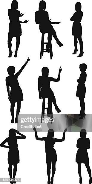 young woman pointing and standing - saluting stock illustrations