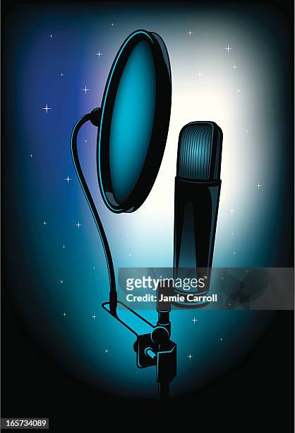 ilustraciones, imágenes clip art, dibujos animados e iconos de stock de micrófono en soporte - microphone stand