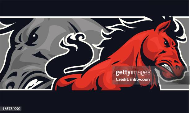 mustang banner design - stallions stock illustrations