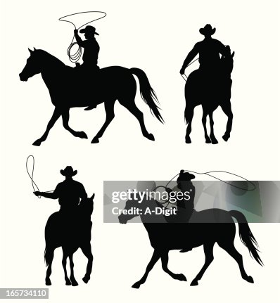 Cowboy Model Sheet Rope Cowboyn Rope Vector Silhouette High-Res Vector Graphic - Getty Images