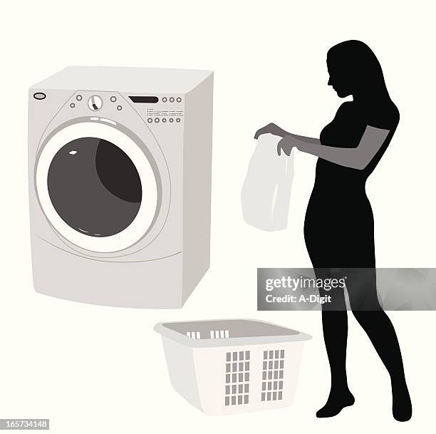 folding clothes vector silhouette - hamper stock illustrations