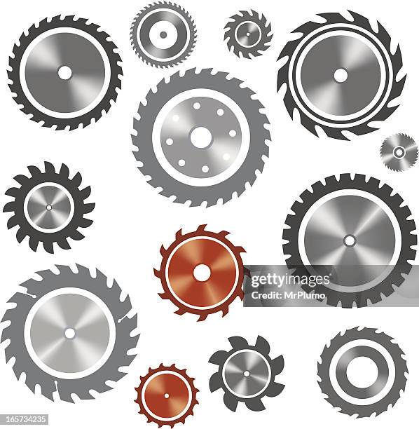 ilustrações, clipart, desenhos animados e ícones de lâminas de serra - serra circular