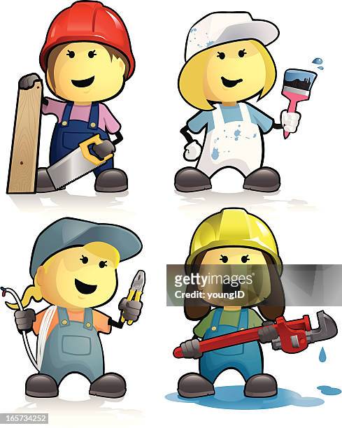 Female Construction Worker Cartoon High Res Illustrations - Getty Images
