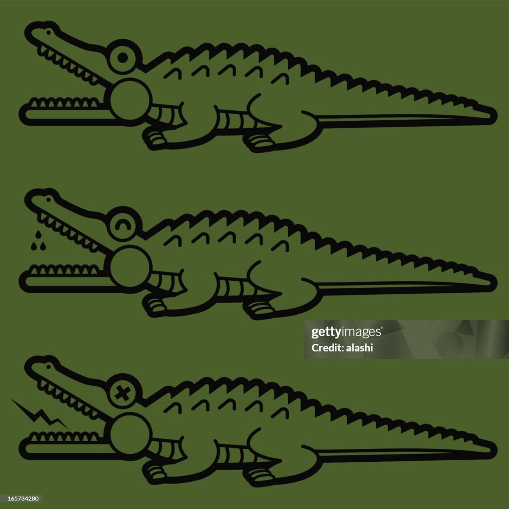 Crocodilien bouche ouverte