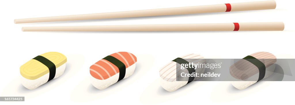 Stäbchen und Sushi