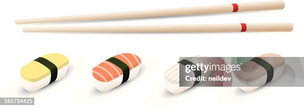 ilustraciones, imágenes clip art, dibujos animados e iconos de stock de palillos chinos y sushi - chopsticks