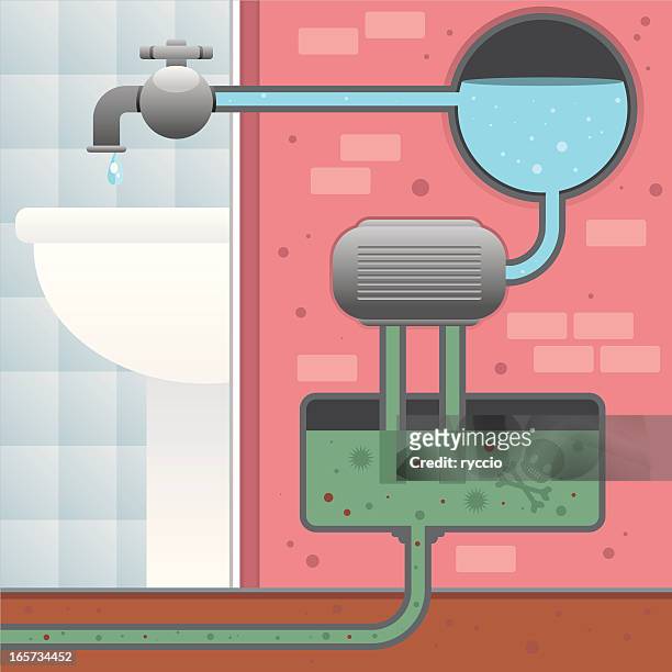 water purifier - sewage treatment plant stock illustrations