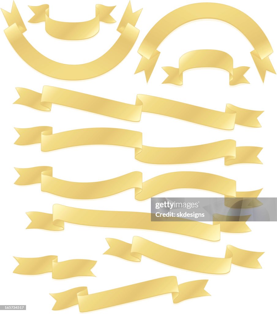 Notebook Ribbons Outside Gold Ribbons Or Banners Set Metallic Gold High-Res Vector Graphic - Getty Images