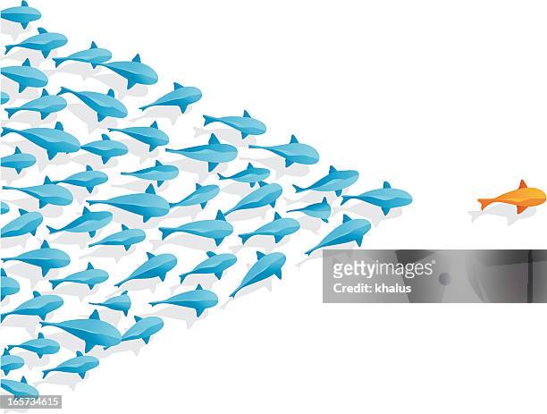 fish | follow the leader - group of animals 幅插畫檔、美工圖案、卡通及圖標
