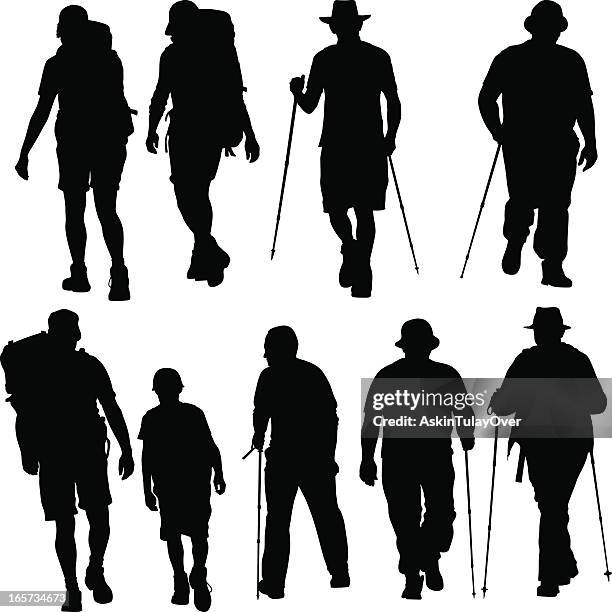 trekking - person hiking stock illustrations