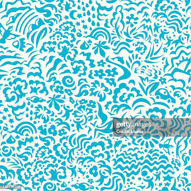seamless pattern lifestyle - dolphin cloud stock illustrations