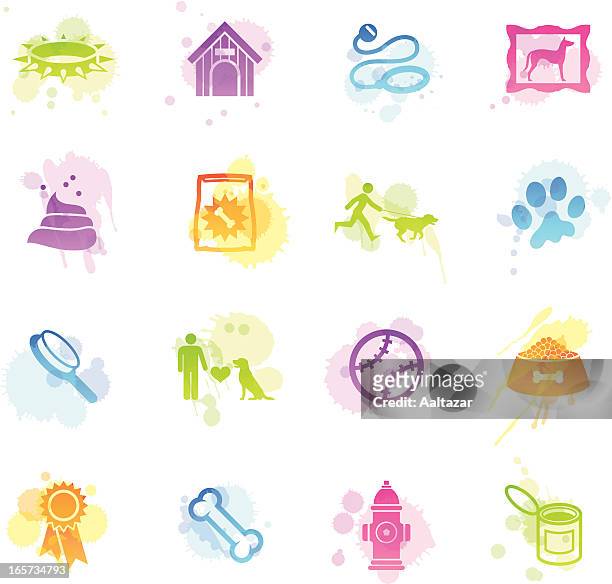 stains icons - dog - animal brush stock illustrations