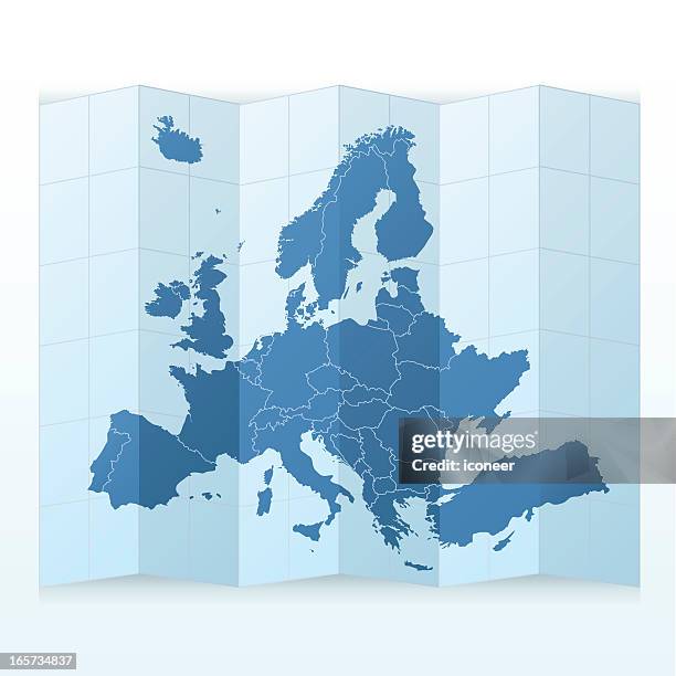 europa karte nicht umgeschlagen top view - schweiz eu stock-grafiken, -clipart, -cartoons und -symbole