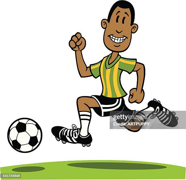 ilustrações, clipart, desenhos animados e ícones de desenho africano-americano jogando futebol - funny football cartoons