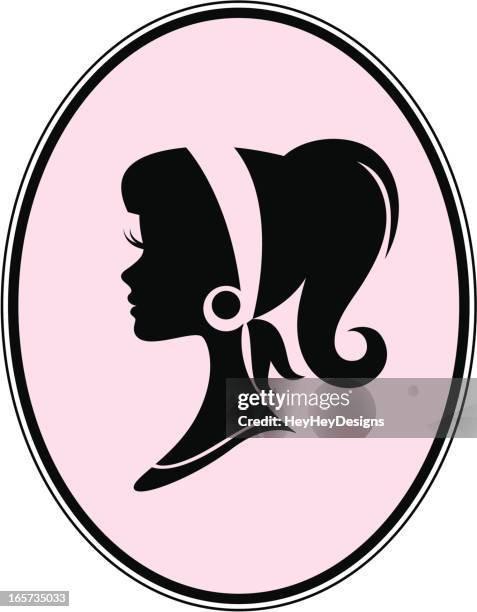 mod girl cameo - earring icon stock illustrations