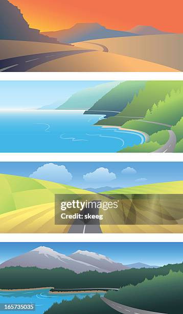 scenic panels - seaside oregon stock illustrations