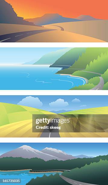 scenic panels - colorado v oregon stock illustrations