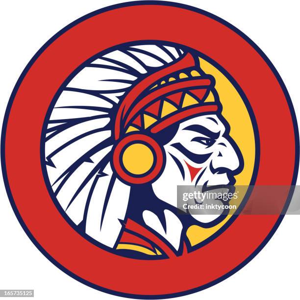chief circle design - indian-chief-mascot stock illustrations