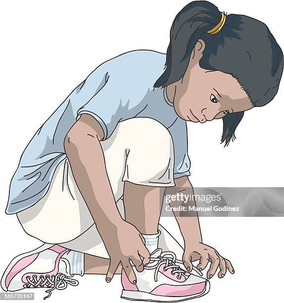 tying shoes - tie stock illustrations