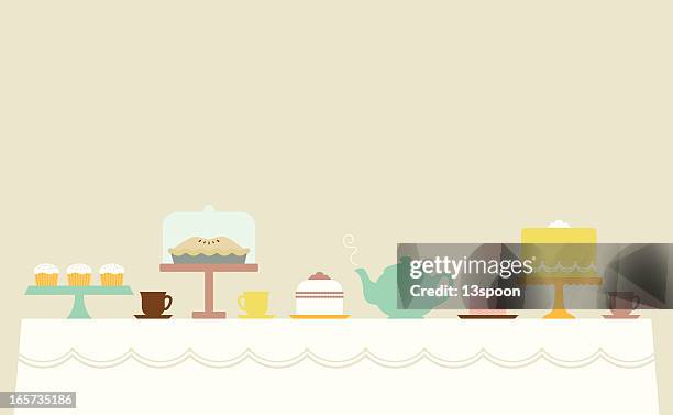 little tea party - tabletop background stock illustrations