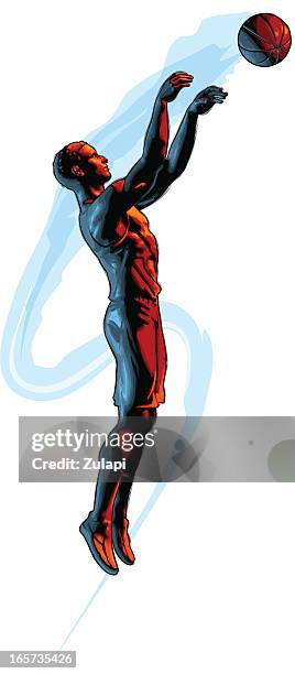 celscratch illustration: jump shoot - scratchboard stock illustrations